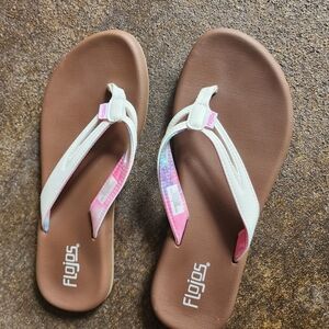 Womens Flojo sandals. Size 9. White and brown